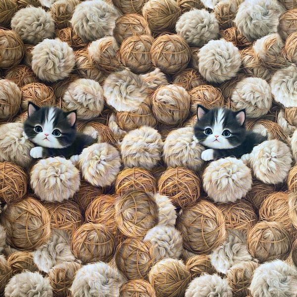 КОТИК В КЛУБОЧКАХ, отрез 45 см. 100% хлопок 1