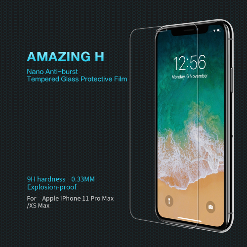 Защитное стекло с прозрачными рамками от Nillkin для iPhone 11 Pro Max и XS Max, серия H Anti-Explosion Glass Screen Protector