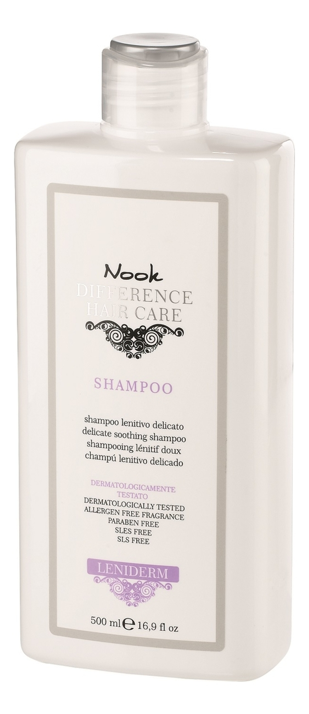 Nook Шампунь успокаивающий для чувствительной кожи головы Ph 5,2 - Leniderm Shampoo, 500 мл