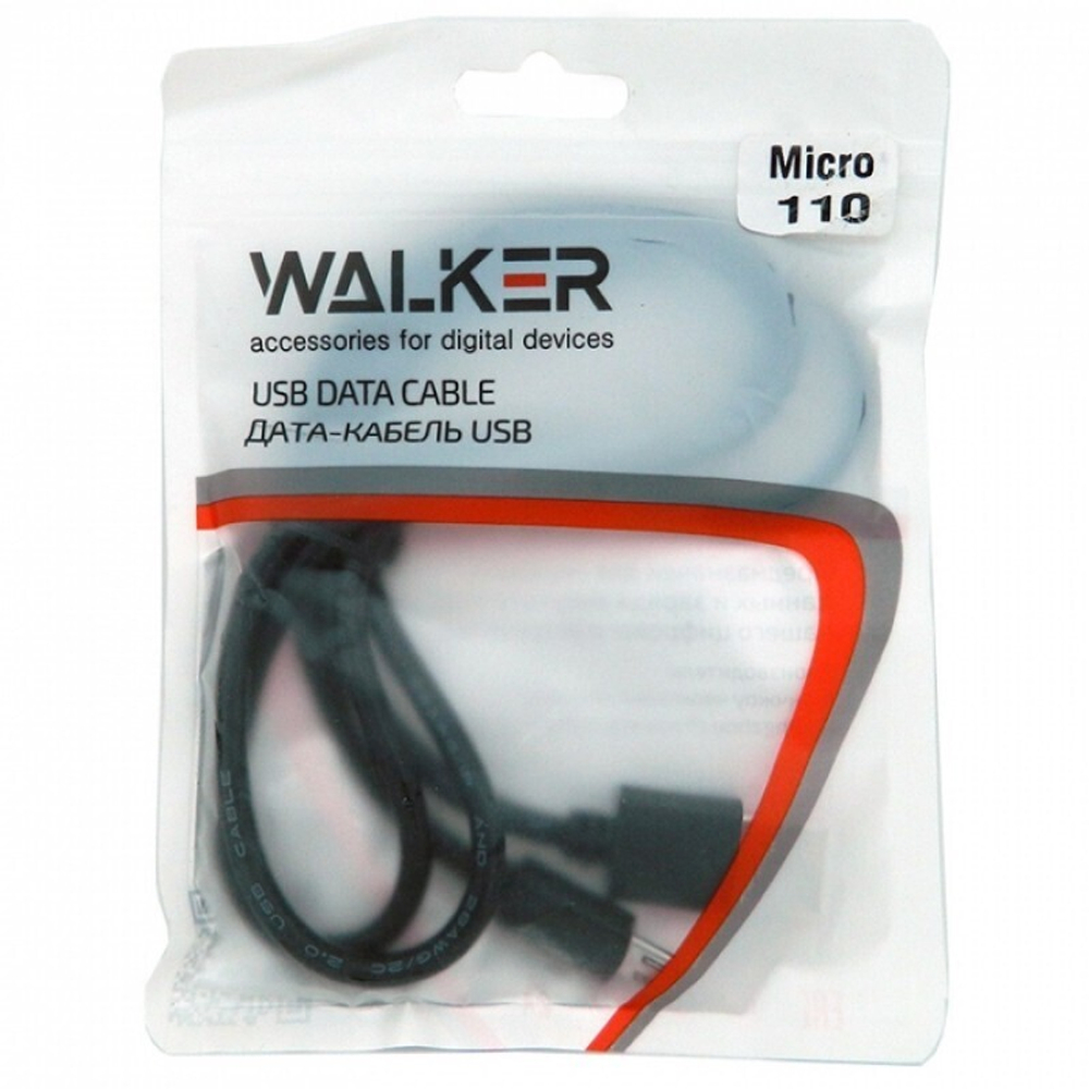 Кабель USB "WALKER" C110, Micro USB, в пакете, черный