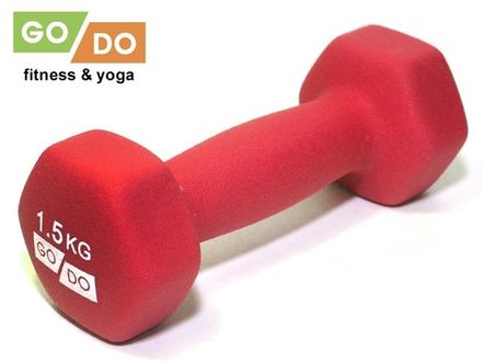 Гантель GO DO в матовой оболочке вес 1.5 кг  (Красный)
