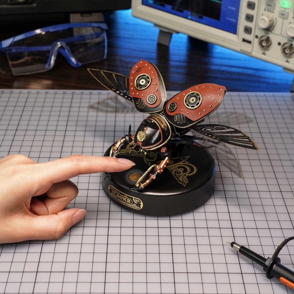 Жук-носорог (Rhinoceros Beetle) MI01 от ROKR - Конструктор, сборная механическая модель, 3D пазл, для интерьера