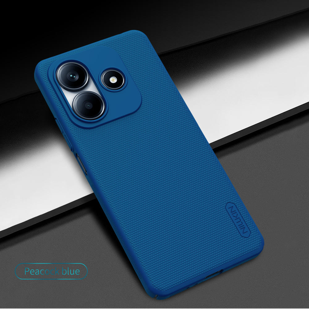 Тонкий жесткий чехол синего цвета (Peacock Blue) от Nillkin для Xiaomi Redmi Note 14 5G (версия Китай), серия Super Frosted Shield