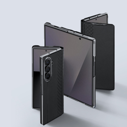 Чехол из кожи черного цвета для Samsung Galaxy Z Fold 8 Ultra, поддержка беспроводной зарядки, серия Bril Series Case (Magnetic Version) от Dux Ducis