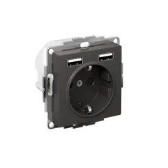 Розетка с USB A+A с защитными шторками Systeme Electric AtlasDesign Базальт ATN001430