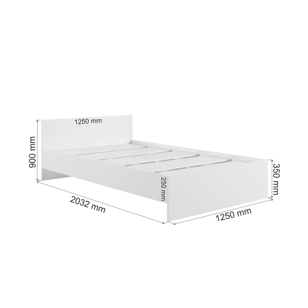 МС Мадера Кровать без ящ. М1200 с дсп 1250*2032*900б/матр. (лдсп белый)
