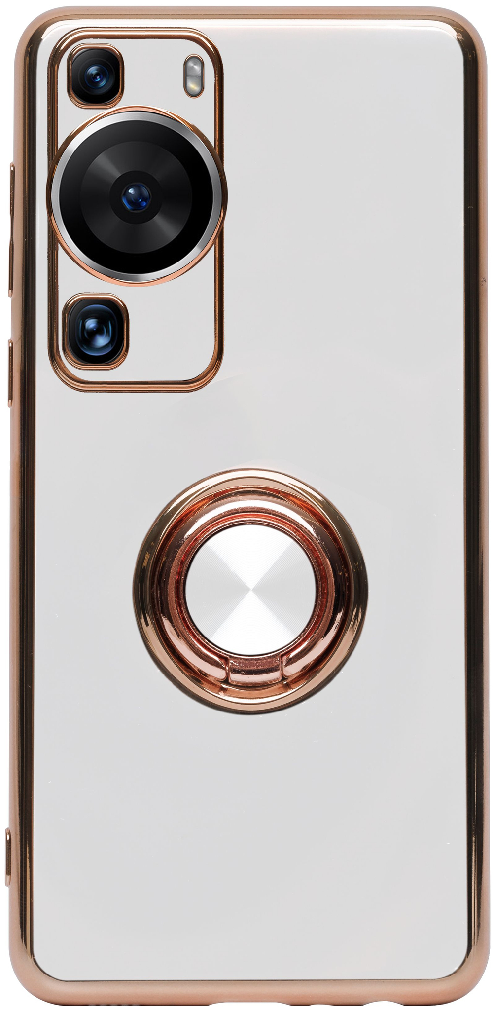 Стильный глянцевый чехол для HUAWEI P60 / P60 PRO с кольцом-подставкой и бархатной подкладкой