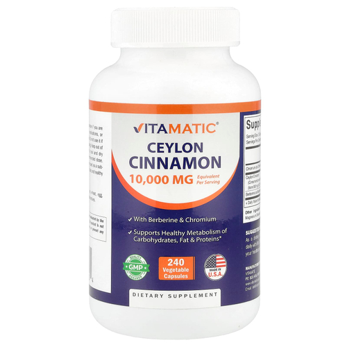 Vitamatic, Цейлонская корица, 240 растительных капсул