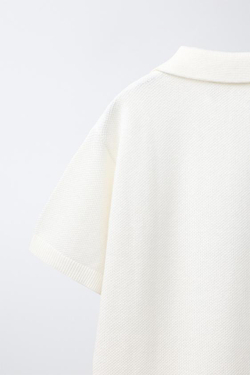 ZARA ПОЛО ИЗ ТКАНИ ПИКЕ, БЕЛЫЙ