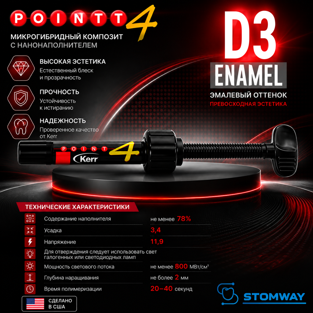 Point 4 Enamel D3, шприц (4гр), микрогибридный композит