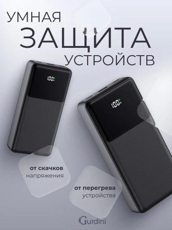 Дополнительный аккумулятор Gurdini LCD Series 22.5W GPLCD-200B 20000 mAh Черный
