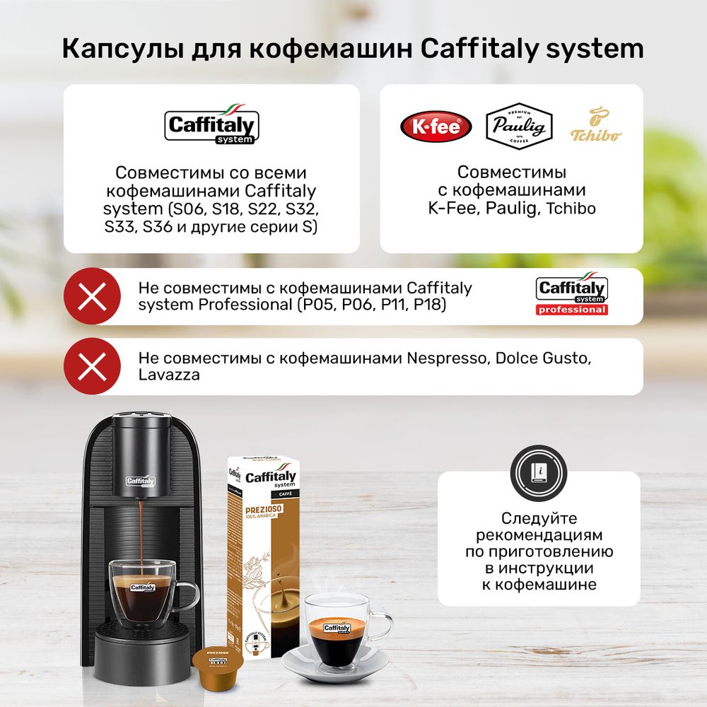Кофе в капсулах Caffitaly Prezioso 8 упаковок (80 капсул)