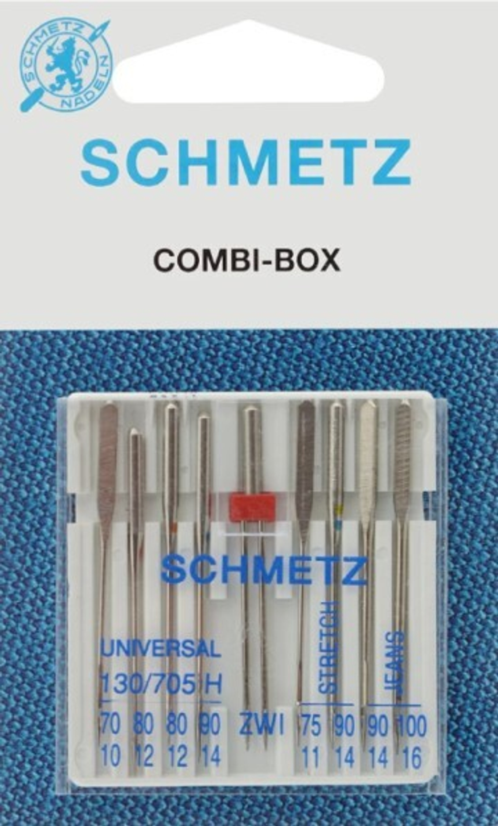 Иглы комбинированные Schmetz 130/705H № 70,80(2),90;75,90(S);90,100(J);80/2.0, 9 шт.