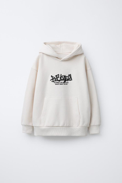 ZARA ХУДИ С ВЫШИТОЙ НАДПИСЬЮ, ЭКРЮ