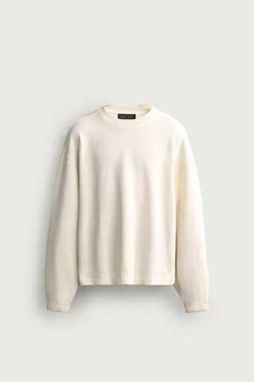 ZARA ТОЛСТОВКА СВОБОДНОГО КРОЯ В РУБЧИК, ЖЕЛТОВАТО-БЕЛЫЙ