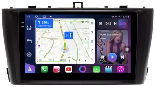Магнитола для Toyota Avensis T270 2008-2015 (рамка черная) - FarCar S500-TS18 монитор 9.5" QLED на Android 14, CarPlay, 4G SIM-слот