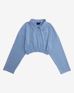 Поло Crop OG Logo in Garment Dyed Sky Blue