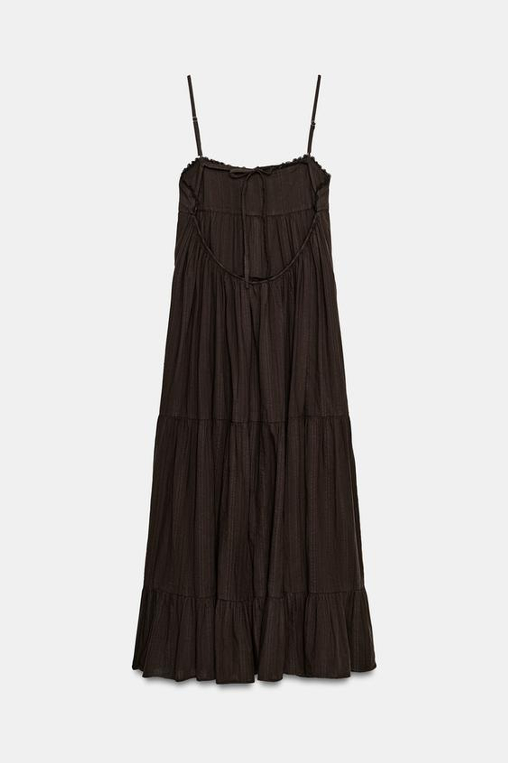 ZARA ДЛИННОЕ ПЛАТЬЕ, ТЕМНО-КОРИЧНЕВЫЙ