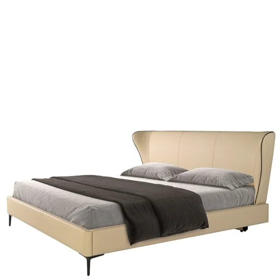 Кровать Angel Cerda 7157, 180х200 см, кремовая экокожа