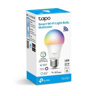 TP-Link Tapo L530E Умная многоцветная Wi-Fi лампа, E27, 806 лм, 8,7 Вт, 2500–6500 К, Wi-Fi 2,4 ГГц