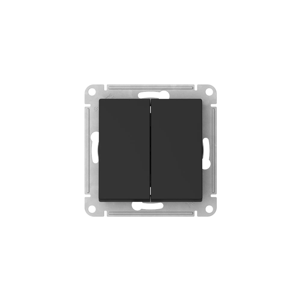 ATLASDESIGN AQUA 2-клавишный ВЫКЛЮЧАТЕЛЬ, IP44, сх.5, 10АХ, мех., быстрозажим. клем., КАРБОН