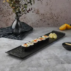 Блюдо прямоугольное 47*10 см h2 см для закусок с бортами Side Up2 Black Raw Wood P.L. [3]