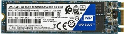 SSD WESTERN DIGITAL WD Blue, 250 ГБ, M.2, SATA, WDS250G2B0B