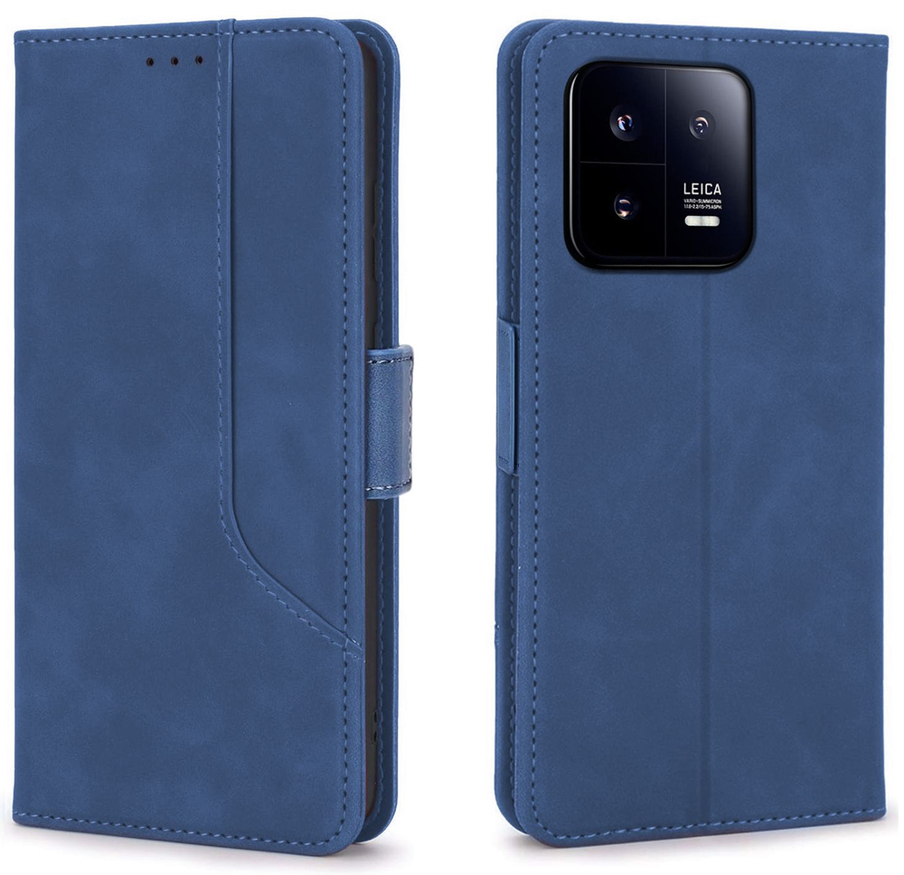 Стильный чехол-книжка из кожи для XIAOMI 13 PRO с отделом для наличных, 3 слотами для карт и подставкой