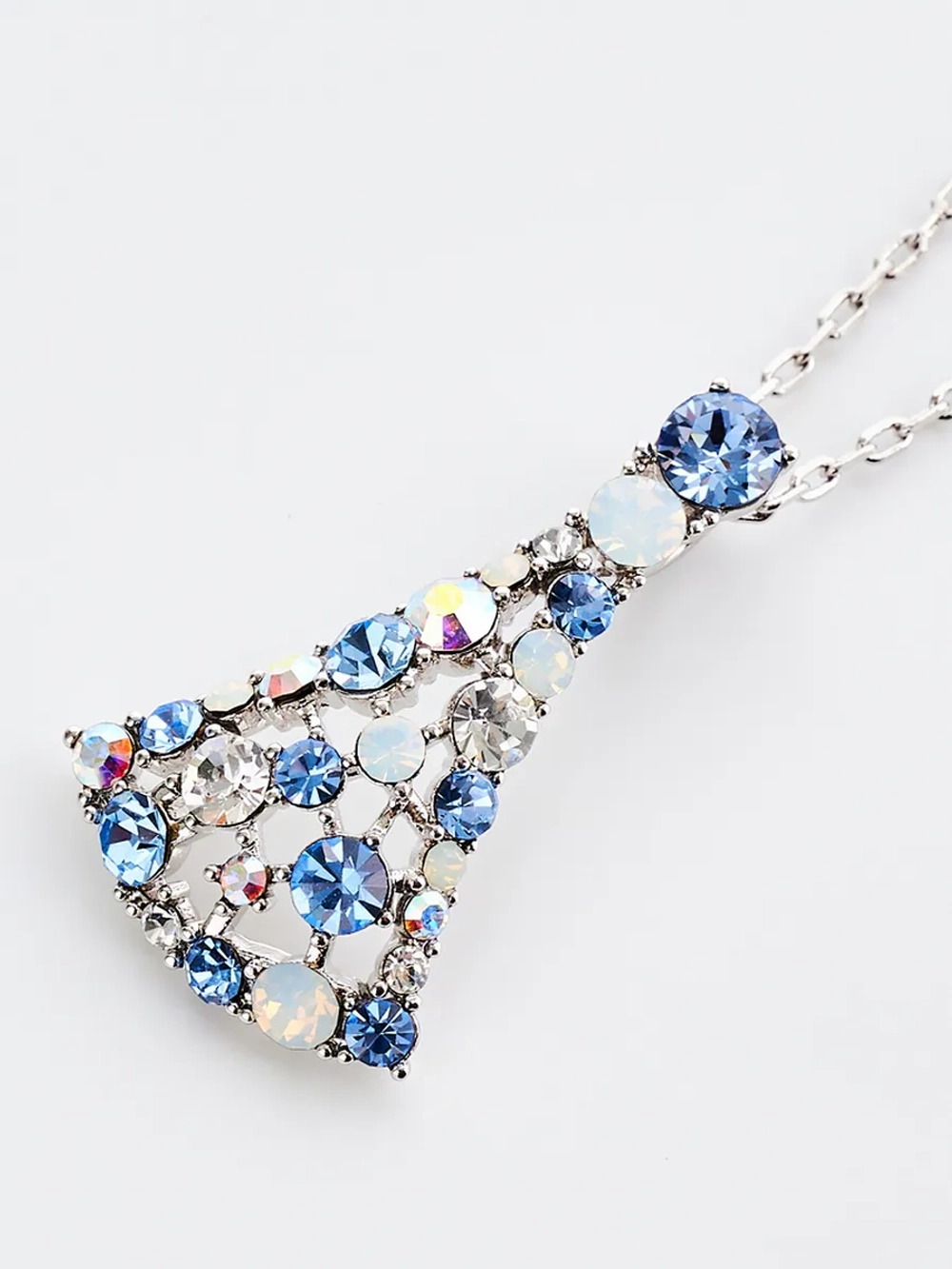 Подвеска на цепочке Россыпь из голубых камней Swarovski