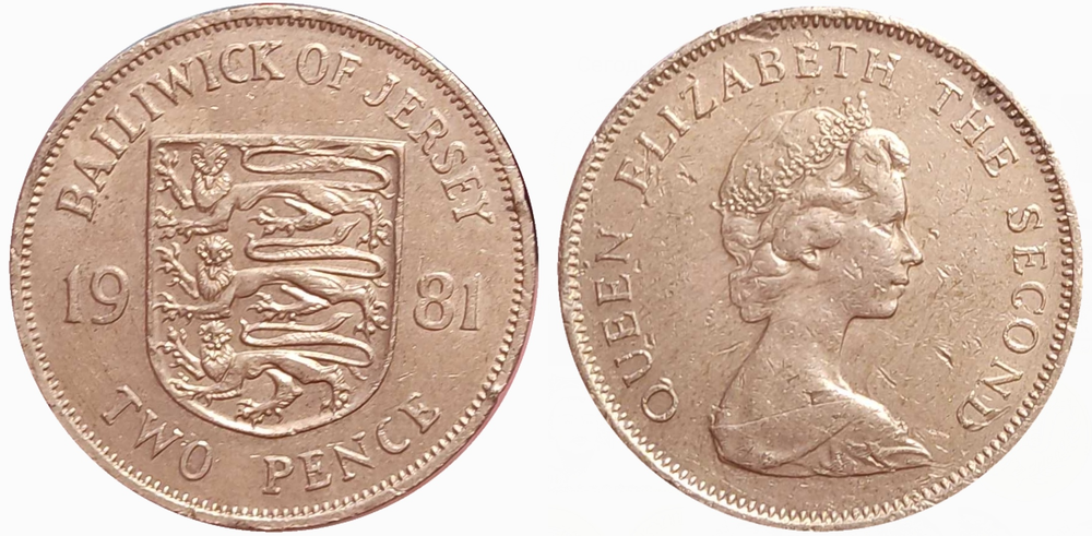 Джерси 2 пенса, 1981 Королева Елизавета II XF