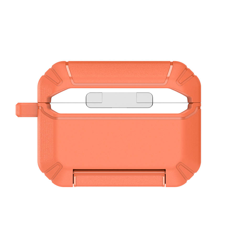 Противоударный чехол оранжевого цвета для наушников AirPods Pro 3, серия PECS Series (с карабином и подставкой) от Dux Ducis