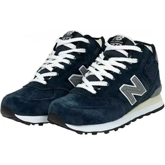 Кроссовки New Balance 574 High Blue (Reflective) с мехом