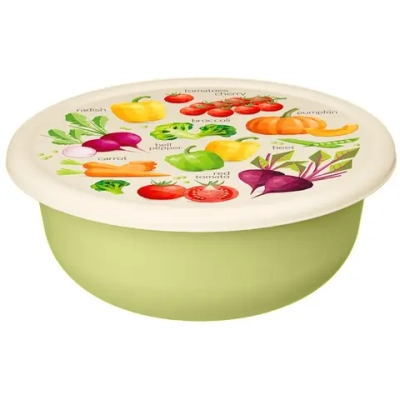 Миска "Модена" 3,2л с крышкой с декором (салатовый)