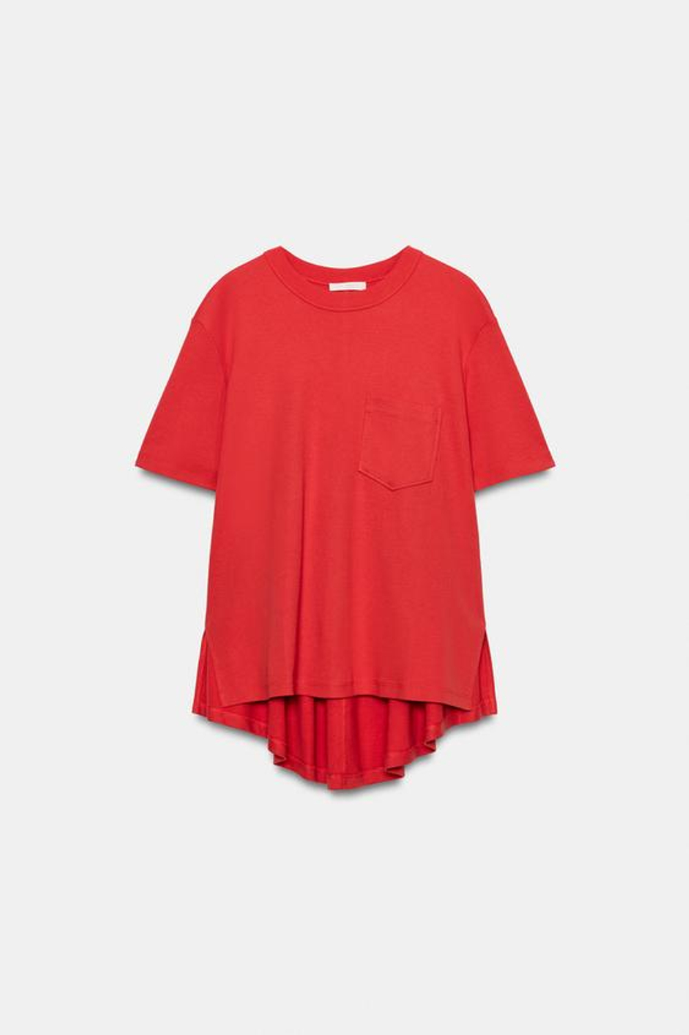 ZARA ФУТБОЛКА INTERLOCK С КАРМАНОМ, КОРАЛЛОВЫЙ