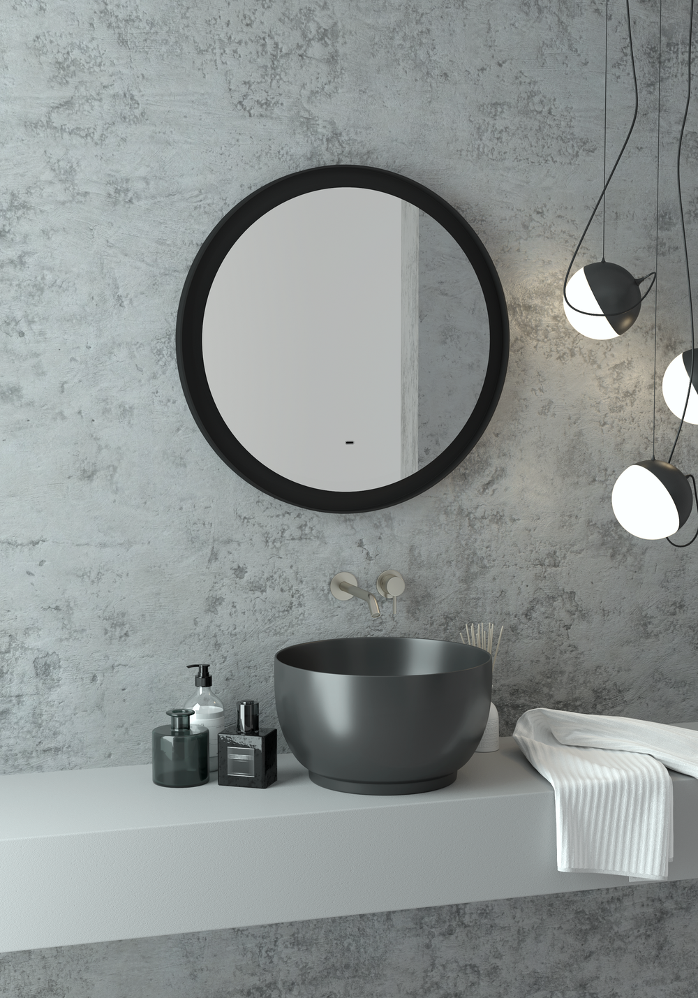 Зеркало "Planet Black Led" D 700 с бесконтактным сенсором