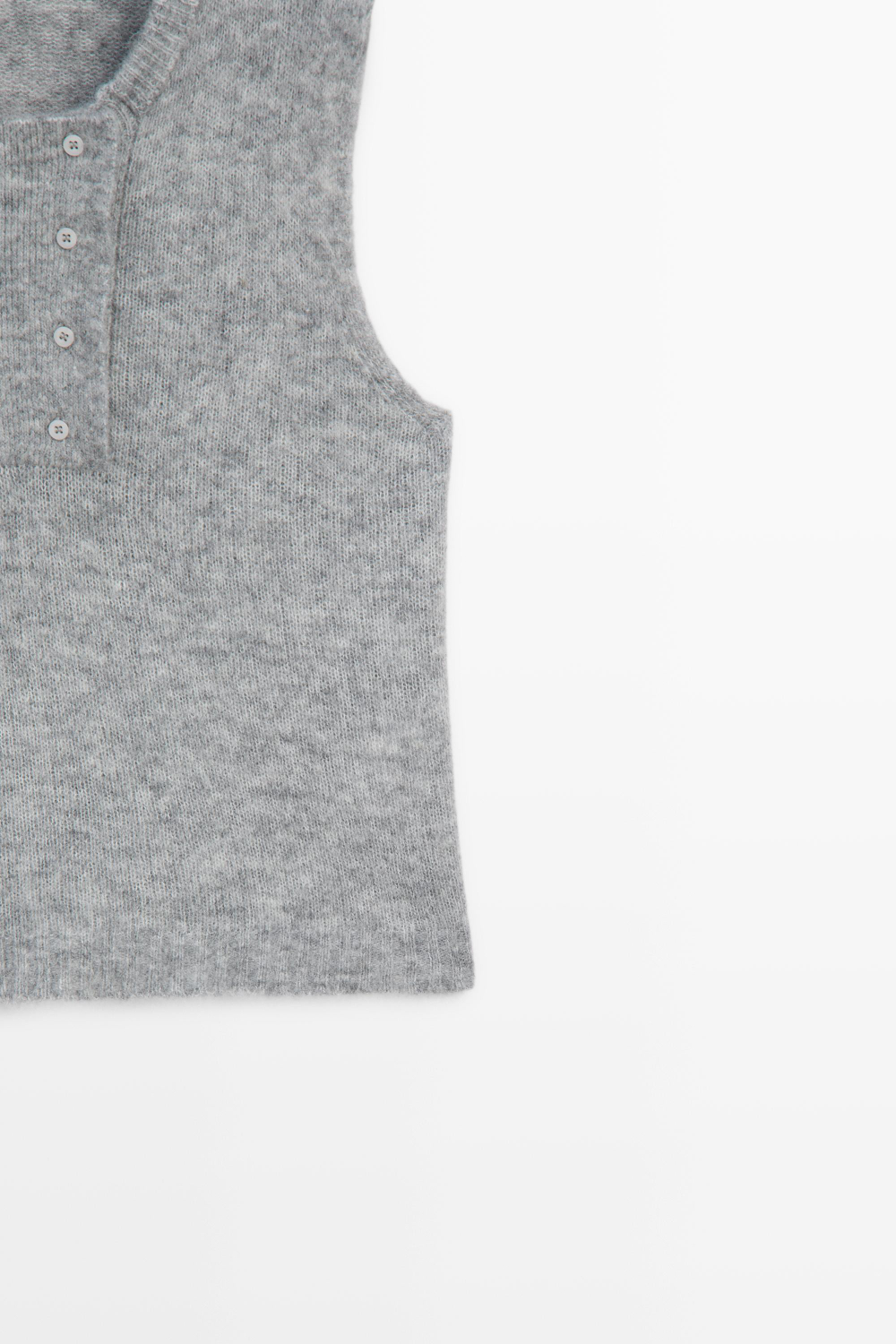 Massimo Dutti Трикотажный топ с пуговицами и шерстью, пестро-серый