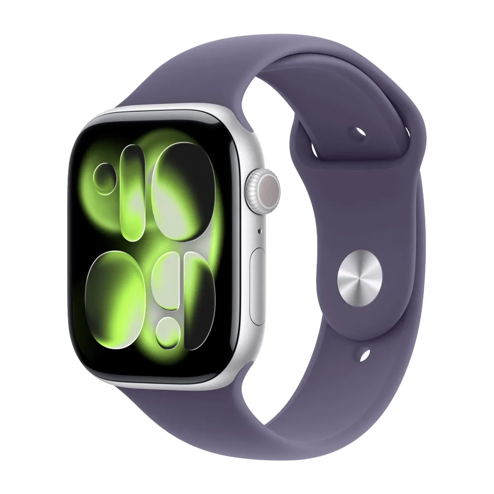 Умные часы Apple Watch Series 11 GPS, 46mm, Silver Aluminium Case with Purple Fog Sport Band, S/M