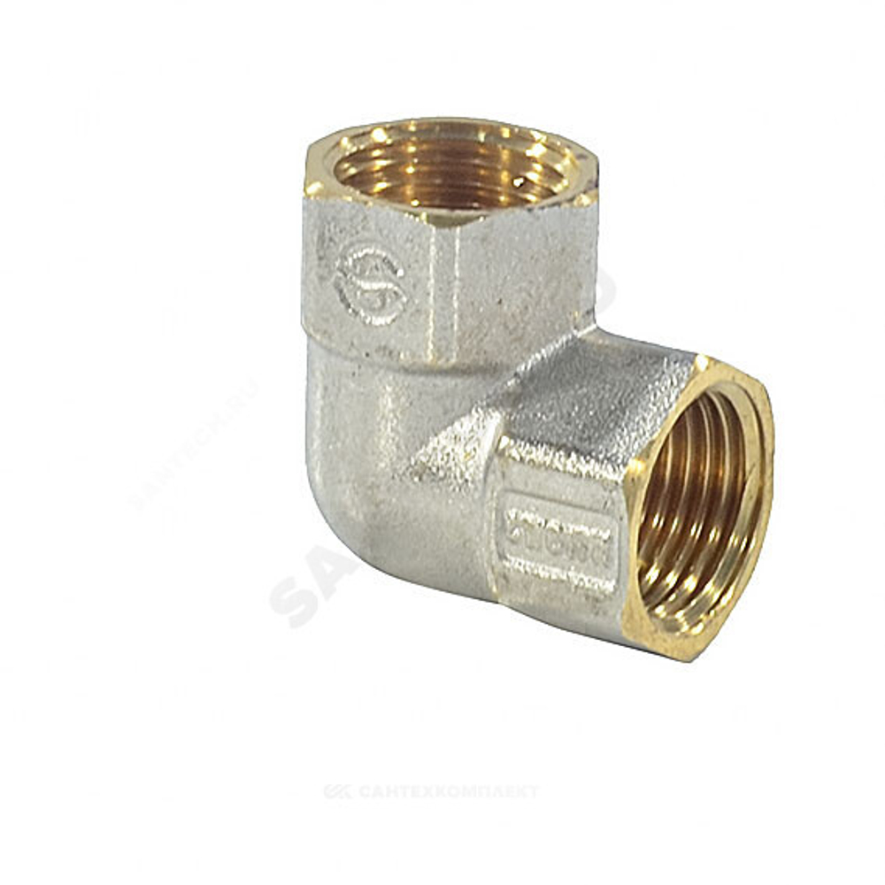 Угольник латунь никель Ду 25 (1") ВР/ВР 9001 ГОСТ 32585-2013 Aquasfera 9001-03