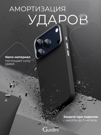 Чехол защитный для iPhone 17 Pro / 18 Pro 6.3" Gurdini Kevlar Case Черный