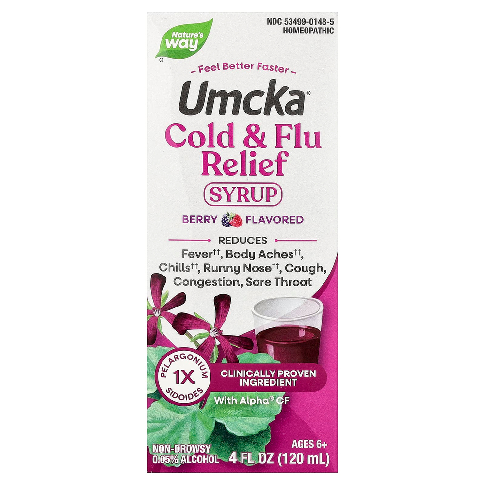 Nature's Way, Umcka®, сироп от простуды и гриппа, для детей от 6 лет, с ягодным вкусом, 120 мл (4 жидк. унции)