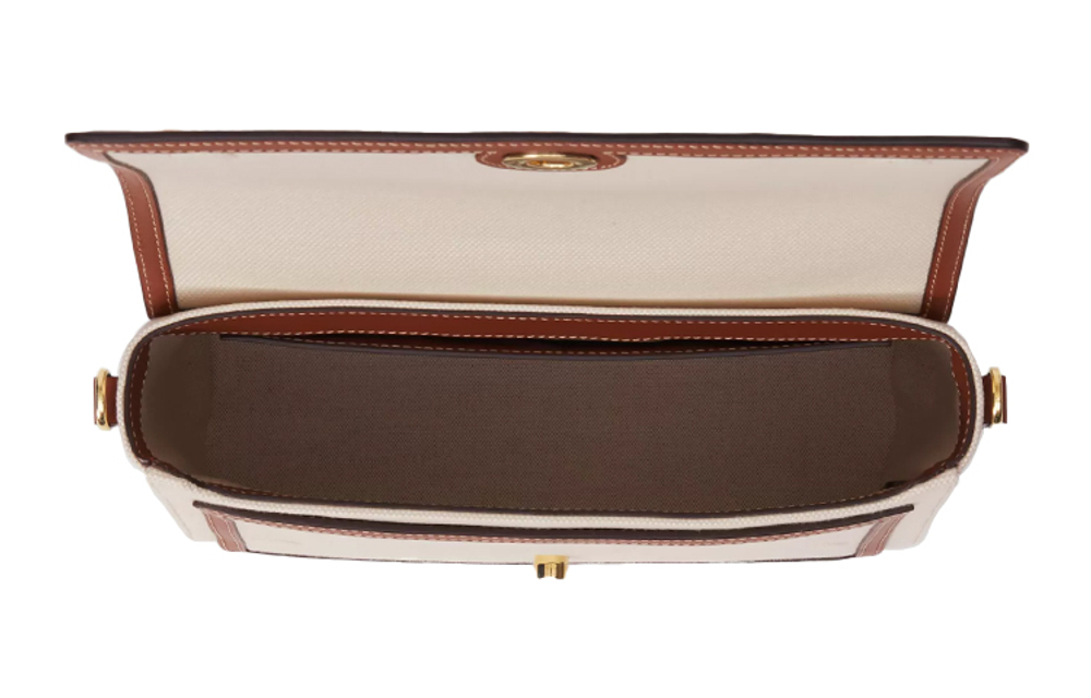 Burberry Horseferry Print Canvas Note Crossbody Bag Natural/Tan