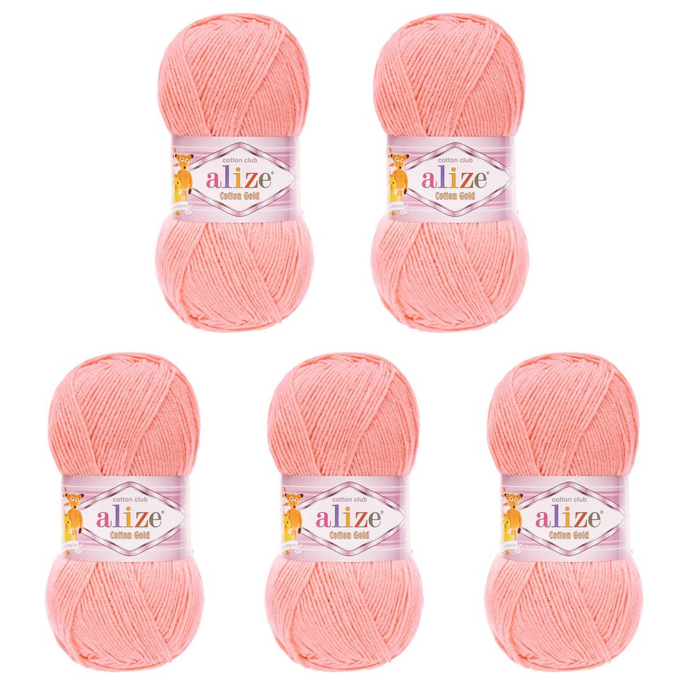 Пряжа Alize (Ализе) Cotton Gold / уп.5 мот. по 100 г, 330м, 033 ярко-розовый A
