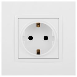 Розетка ЭРА Elegance 14-2102-01 с заземлением 2P+E Schuko со шторками 16A-250В IP20 белый | Эра Elegance