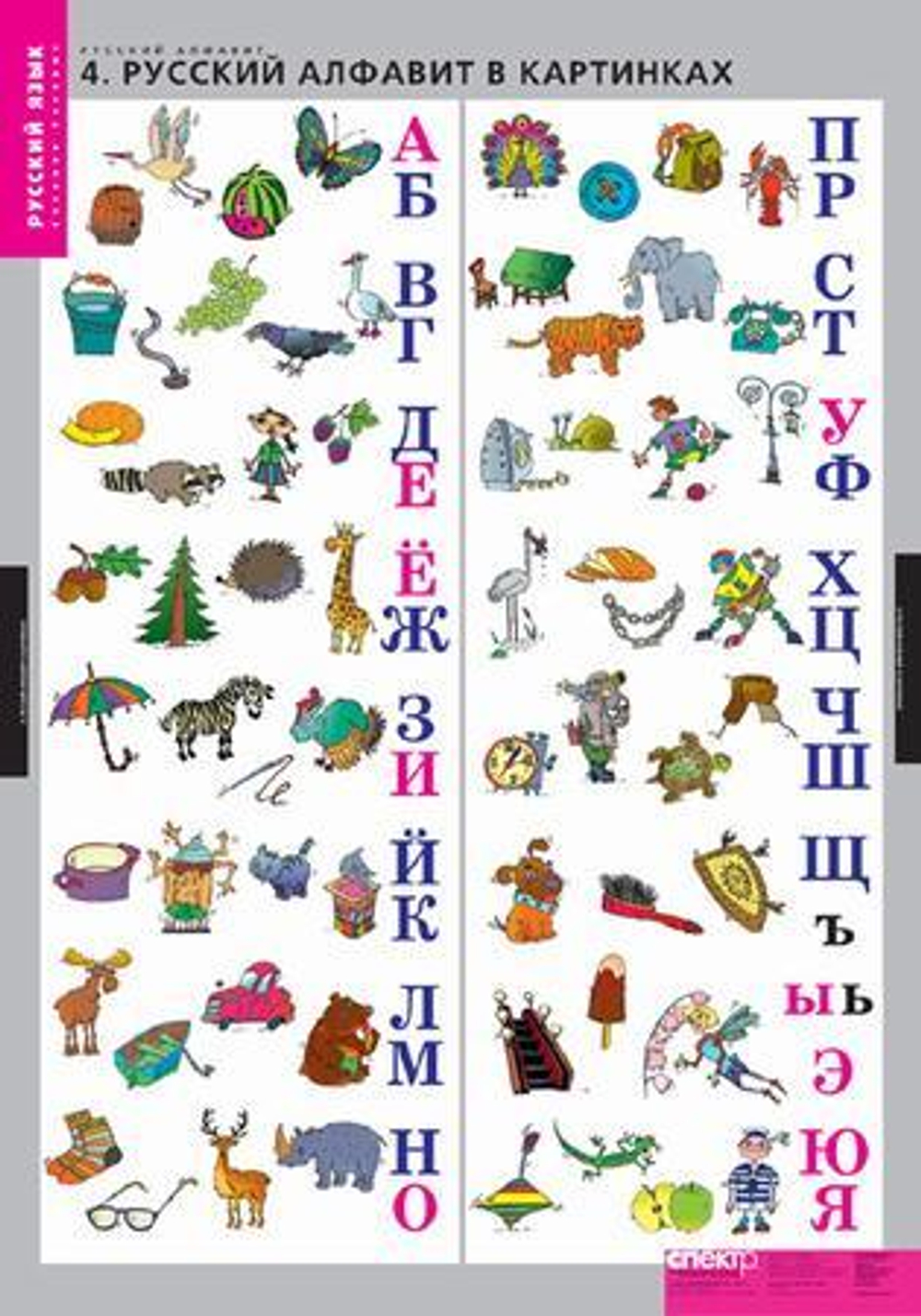 Комплект таблиц "Русский алфавит"; 4 таблиц+224 карт.