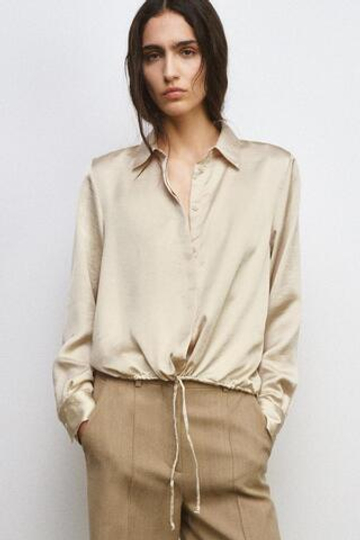 ZARA АТЛАСНАЯ РУБАШКА ZW WOMAN, ЭКРЮ