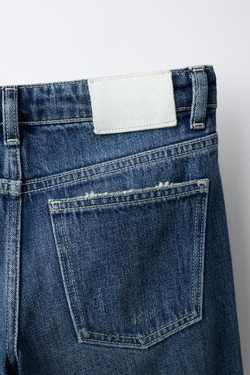 ZARA ПРЯМЫЕ ДЖИНСЫ С РАЗРЕЗАМИ, СИНИЙ