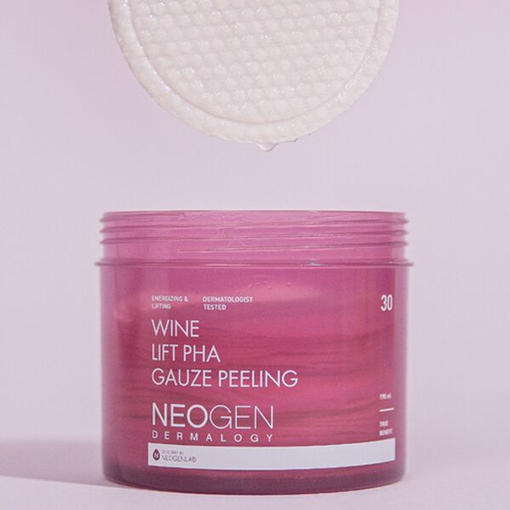 Винные пилинг-пэды с комплексом кислот NeoGen Dermalogy Wine Lift PHA Gauze Peeling, 30шт (190мл)