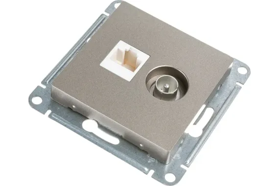 Розетка TV+RJ45 Systeme Electric ATLASDESIGN шампань 38175