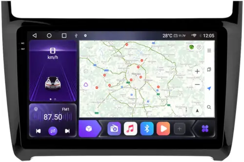 Магнитола для Volkswagen Polo 2009-2020 - Kuberg OL-9903 QLed+2K, Android 12, Быстрая, CarPlay, 4G SIM-слот