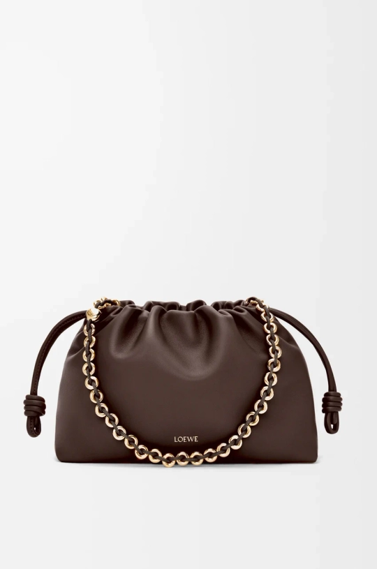 Loewe Сумка Flamenco среднего размера из мягкой кожи ягненка наппа, темно-каштановый